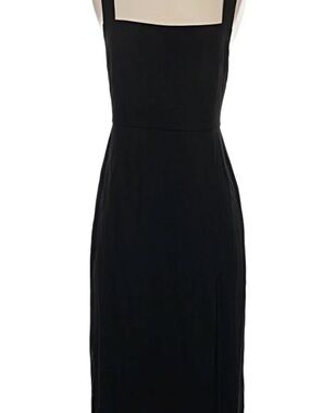 Babaton Black Square-Neck Midi Dress